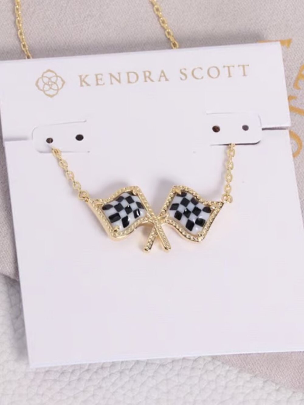 Kendra Scott Racing flag necklace
